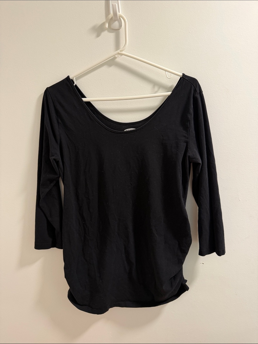 Maternity Black Scoop Neck 3/4 Sleeve Women's Top